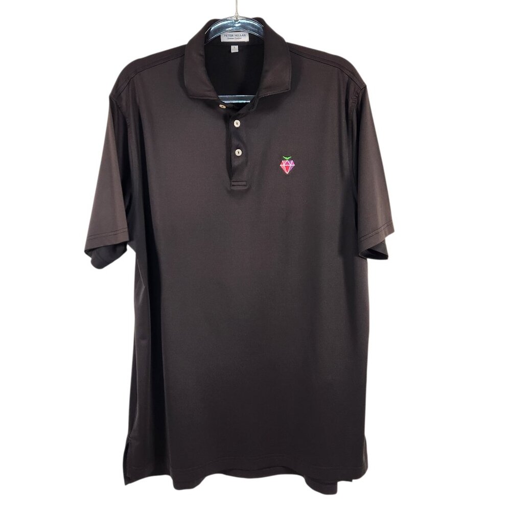 Peter Millar Summer Comfort Polo Shirt Mens Size Large Black  Polyester Spandex